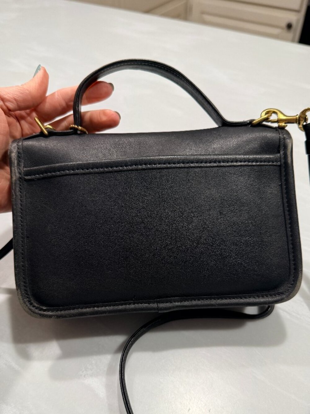 Vintage Coach Casino Bag Black 9924 Top Handle / Crossbody Strap Turnlock - Picture 3 of 12